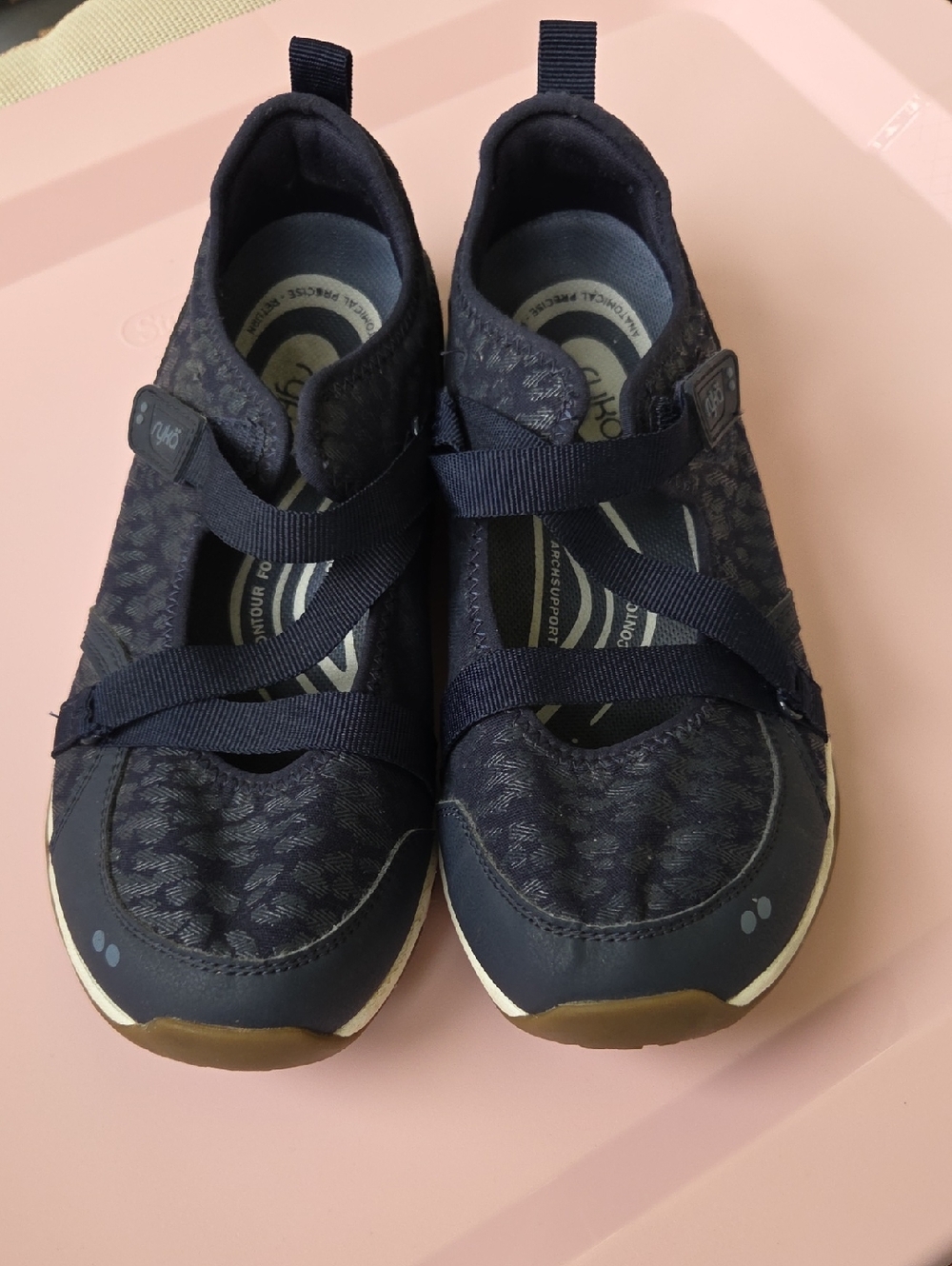 Ryka Barefoot Women's Navy Slip-On Athletic Sneakers with Brown Outsole